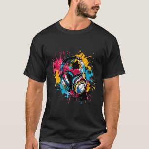 Camiseta Fones de ouvido Música DJ Música Fones de ouvido E