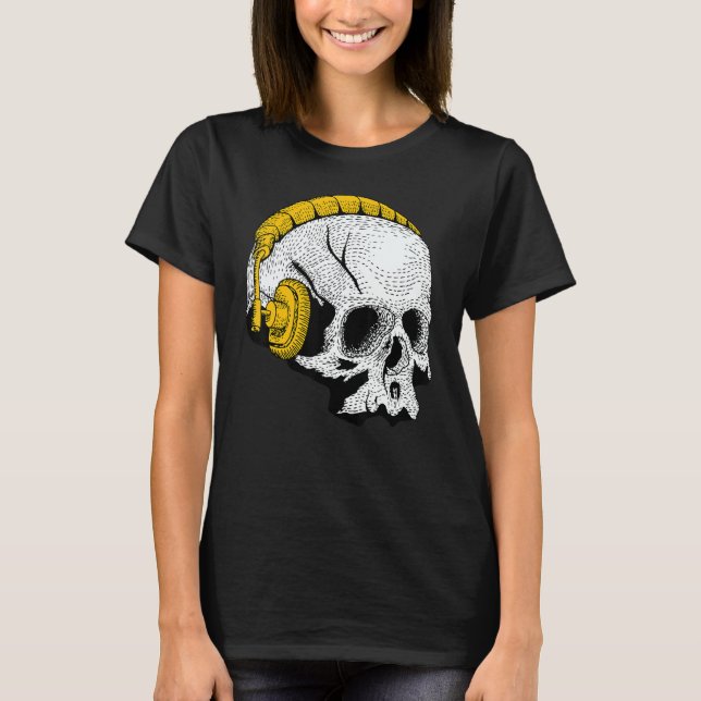 Camiseta Fones de ouvido Occult Magic Skull DJ 1 (Frente)