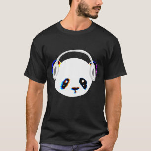 Camiseta Fones de ouvido panda música cabeça menina animal