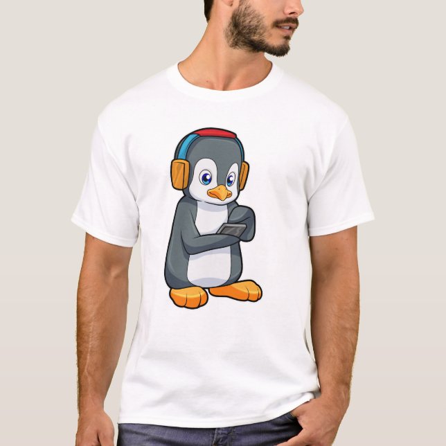 Camiseta Fones de ouvido Penguin Music (Frente)