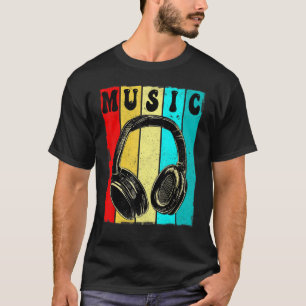 Camiseta Fones de ouvido Retro de Música Eletrônica DJ Vint