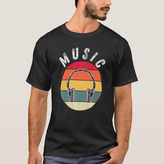 Camiseta Fones de ouvido Retroativos Vintage Música Eletrôn (Frente)