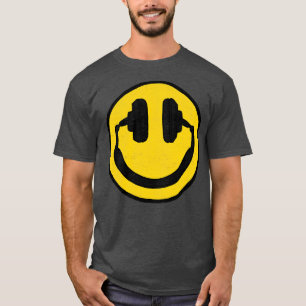 Camiseta Fones de ouvido sorridentes música facial me deixa