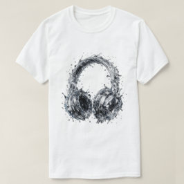 Camiseta Fones de Ouvido Splash Water Fluid Audio Music Art