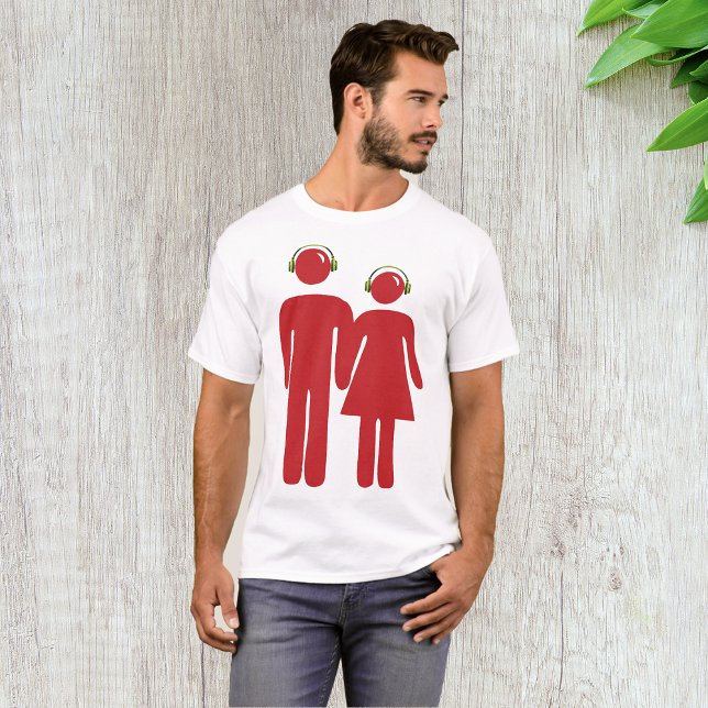 Camiseta Fones de ouvido Vermelhas Vestindo Pessoas Mens T- (Criador carregado)