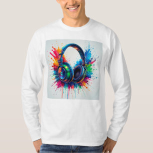 Camiseta Fones de Ouvido Vibrantes Contra Salpicos de Dor C