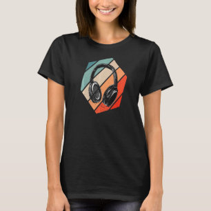 Camiseta Fones de ouvido Vintage Retro Dj Deejay Turntable 