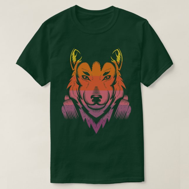Camiseta Fones de ouvido Vintage Wolf (Frente do Design)