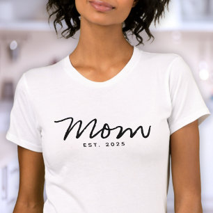 Camiseta Fonte de Letra Manuscrita Preta Estabelecida Mamãe