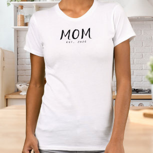 Camiseta Fonte de Letra Manuscrita Preta Estabelecida Mamãe