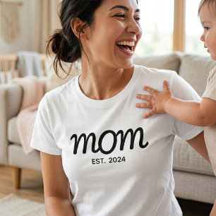 Camiseta Fonte de Letra Manuscrita Preta Estabelecida Mamãe