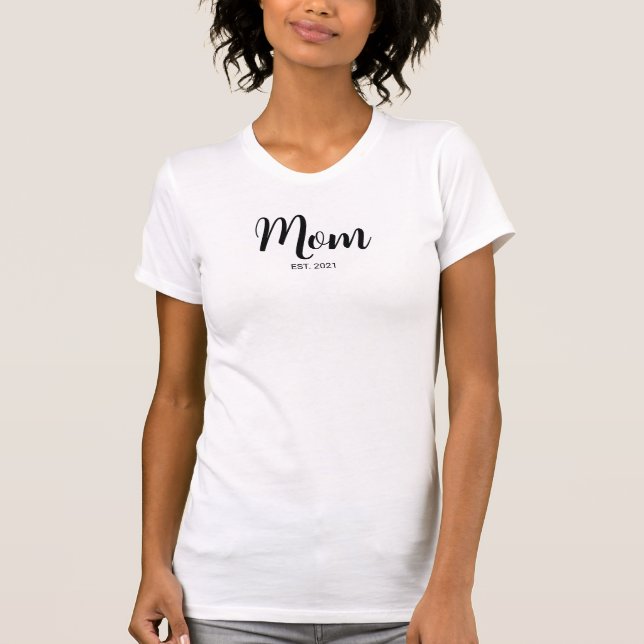 Camiseta Fonte de Letra Manuscrita Preta Estabelecida Mamãe (Frente)