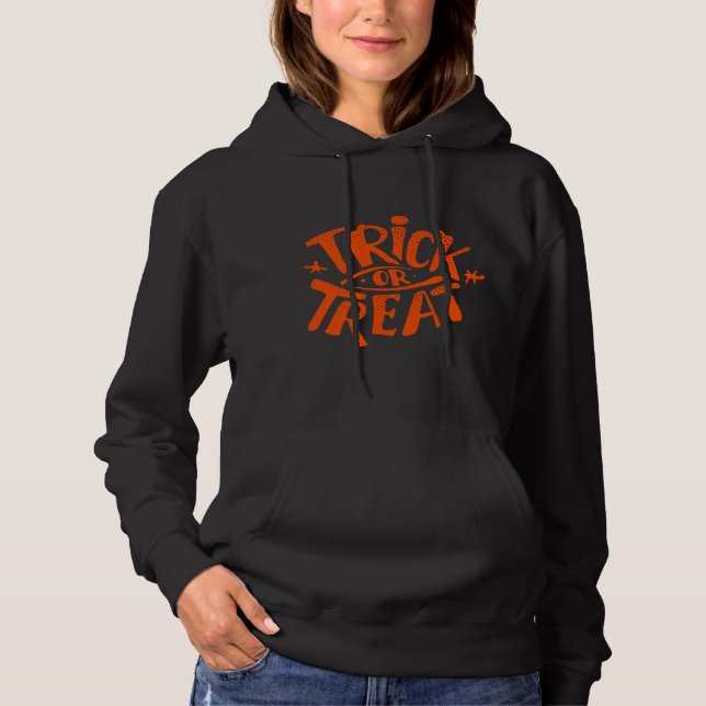Camiseta Fonte divertida Trick of Treat laranja (Frente)