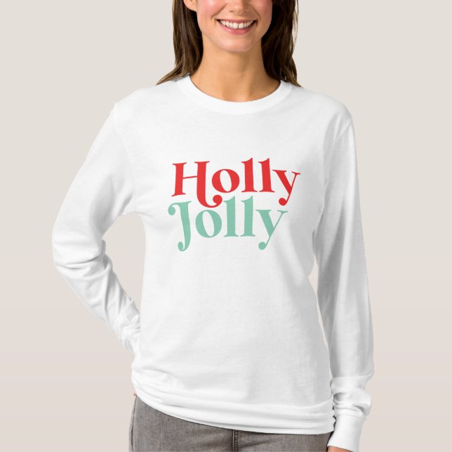 Camiseta Fonte Moderna Boho Holly Jolly Natal (Frente)