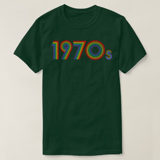 Camiseta Fonte retrô do arco-íris nos anos 70 (Frente do Design)