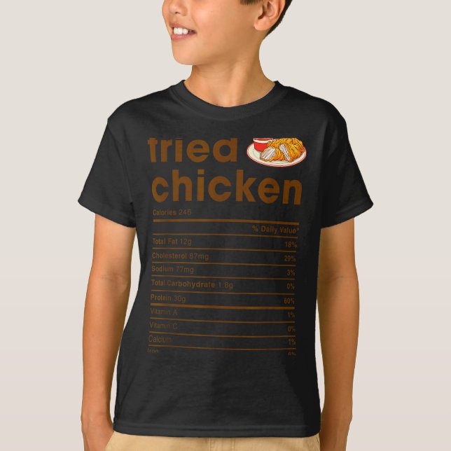 Camiseta Food Nutrition Facts Shirts Co. Fried Chicken Nutr (Frente)