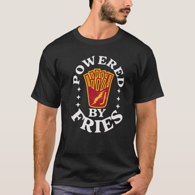 Camiseta Food Quotes Pun Powered By Fries French Fry (Frente)