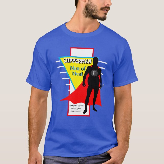 Camiseta Foodie Super Hero Novelty SuERMAN Presente de Nata (Frente)