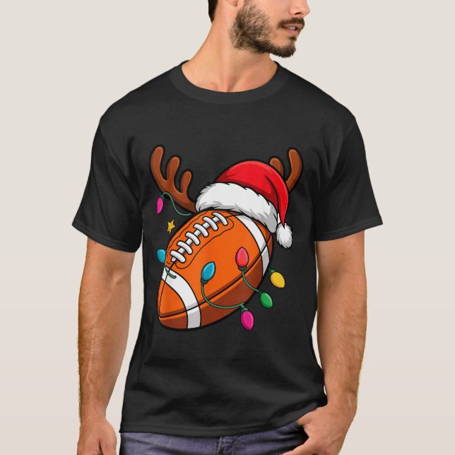 Camiseta Football American Reindeer Horns Christmas Xmas Ba (Frente)