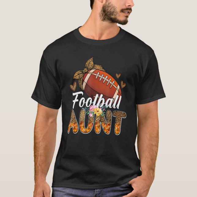 Camiseta Football Aunt Leopard Heart Game Day  Football (Frente)