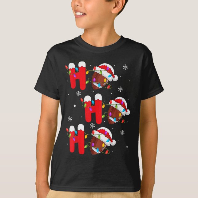 Camiseta Football Christmas Ho Ho Ho Santa Srts Player Funn (Frente)