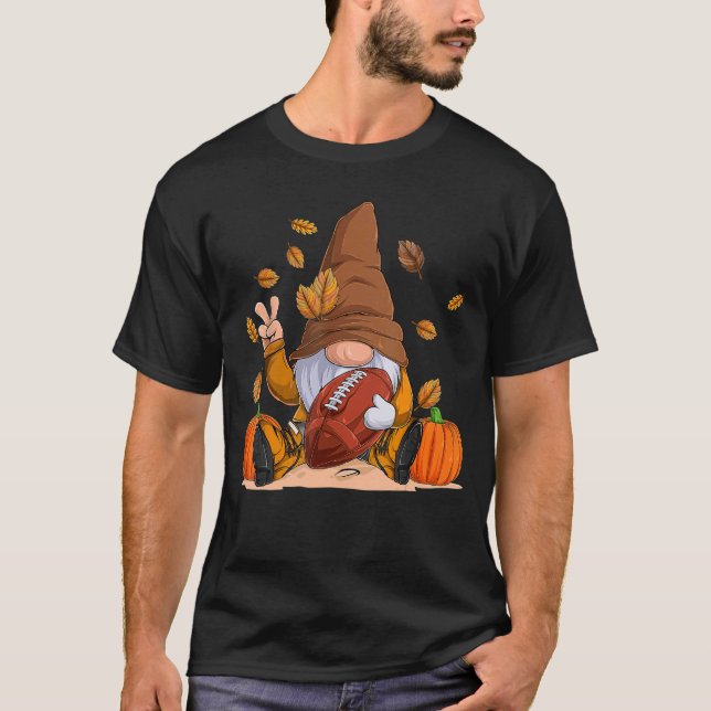 Camiseta Football Gnome Thanksgiving Autumn Fall Season Boy (Frente)