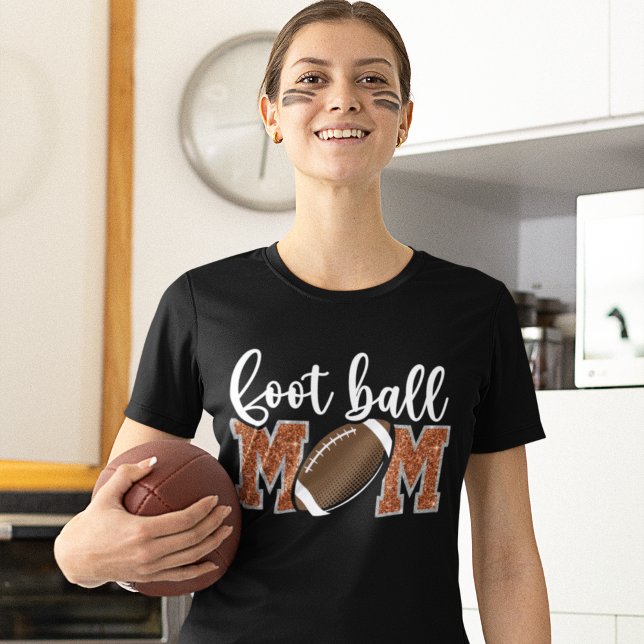 Camiseta Football Mom cute bright Orange text (Criador carregado)