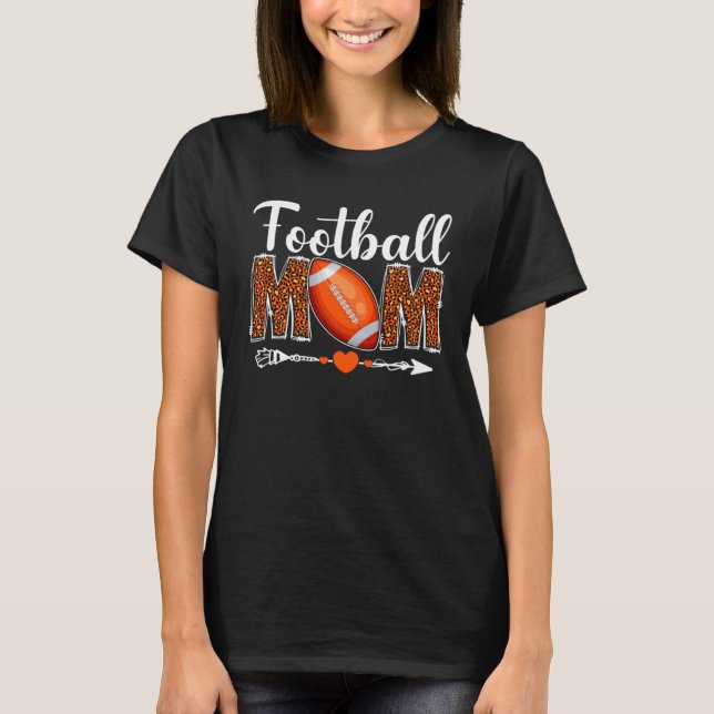 Camiseta Football Mom Leopard  Sports Players Mother s Day (Frente)