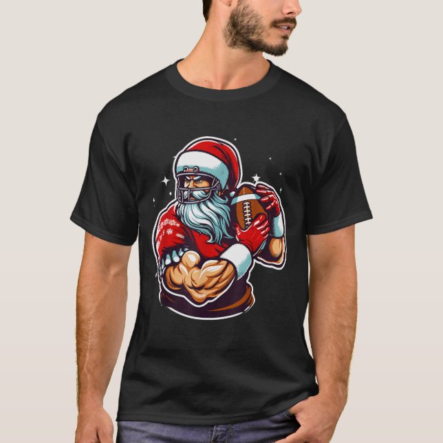 Camiseta Football Player Santa Christmas Pajama Funny X-mas (Frente)