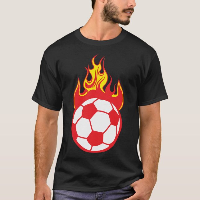 Camiseta football soccer 9 flamme flame feu boule 1110 (Frente)