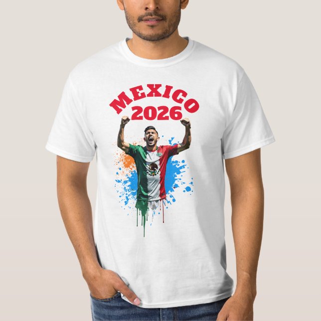 Camiseta Football Soccer Goal Celebration Mexico Flag 2026 (Frente)