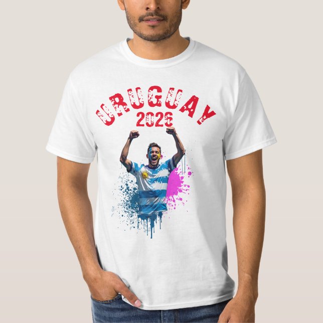 Camiseta Football Soccer Goal Celebration Uruguay Flag 2026 (Frente)