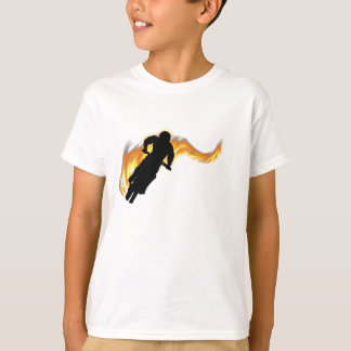 Camiseta Fora da estrada, moto de saia com chamas