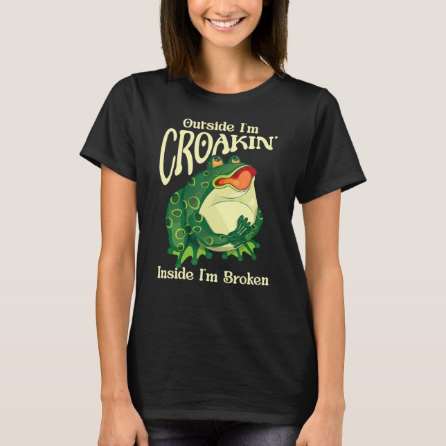 Camiseta Fora De Im Croakin'Dentro Im Arte De Sapo Quebrada (Frente)