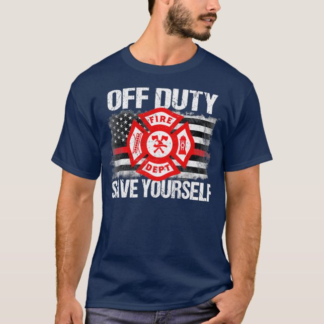 Camiseta Fora do serviço Salve-se da família de bombeiros (Frente)