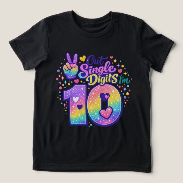 Camiseta Fora dos Dígitos Únicos Estou com 10 Aniversário (Design frontal)