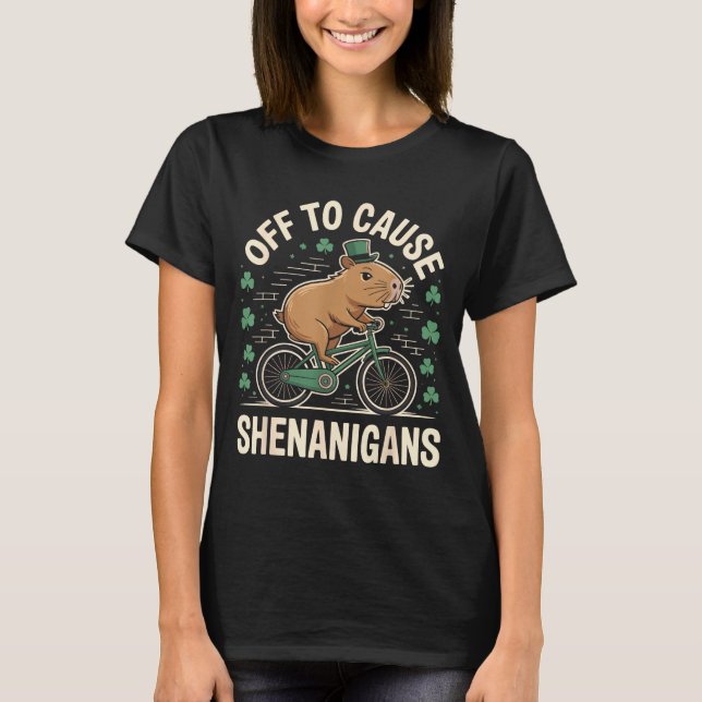 Camiseta Fora para causar travessuras meme de capivara st p (Frente)
