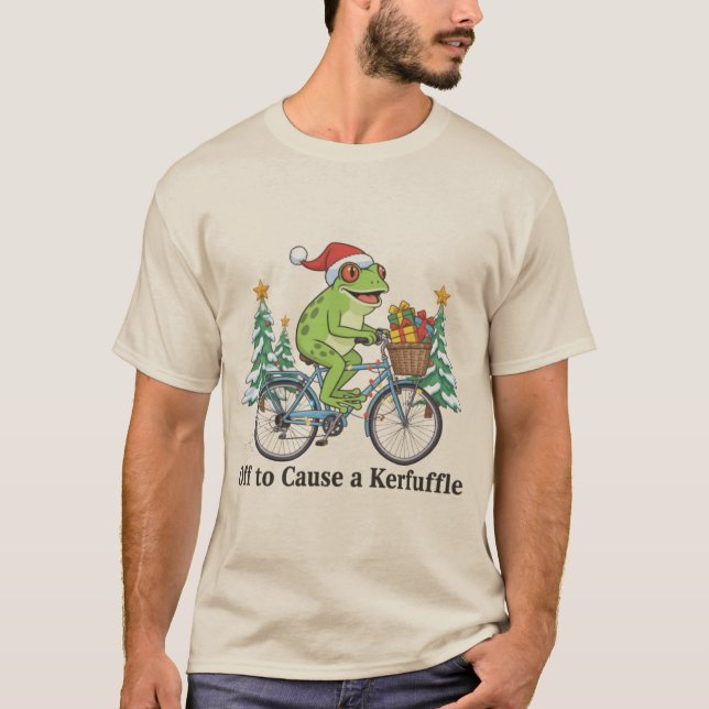 Camiseta Fora Para Causar Um Confusão Sapo Natal Divertido  (Frente)
