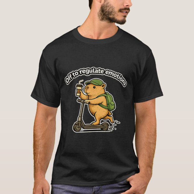 Camiseta Fora para regular emoções capivara engraçada caféO (Frente)
