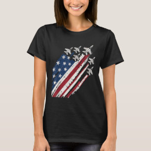 Camiseta Força Aérea Americana Bandeira Patriótica Vermelha