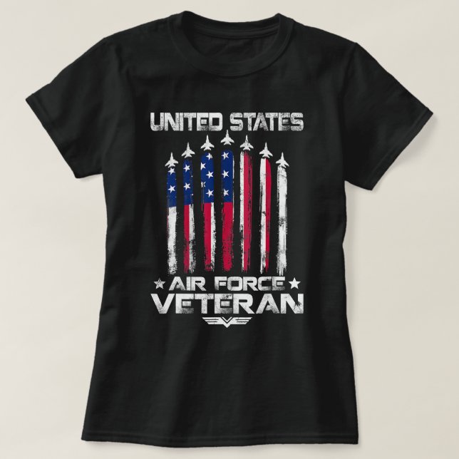 Camiseta Força Aérea Americana Veteranos 4 de julho t shirt (Frente do Design)