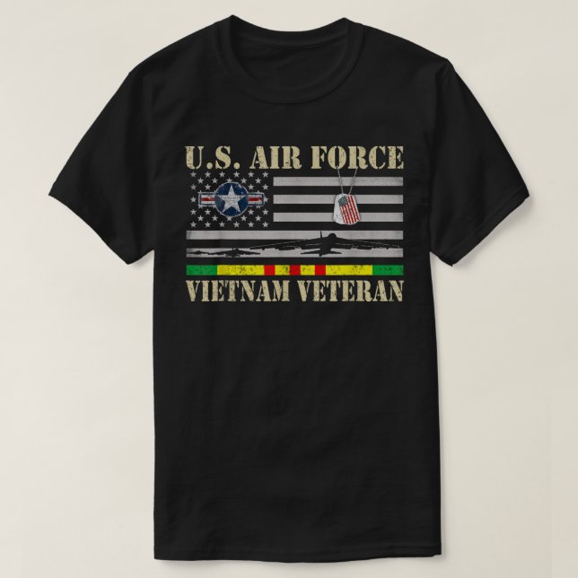 Camiseta Força Aérea Americana Vietnã Veterano USAF Veteran (Frente do Design)