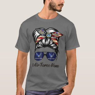 Camiseta Força Aérea Mãe Mensagem Bun Óculos Solares M