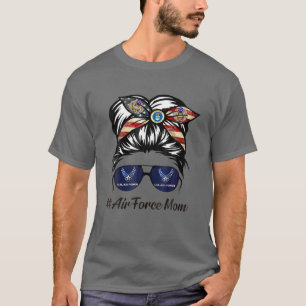 Camiseta Força Aérea Mãe Mensagem Bun Óculos Solares M