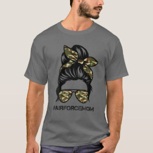 Camiseta Força Aérea Mãe Mensagem Bun Óculos Solares Mãe Mi