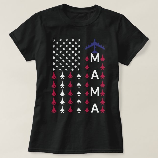 Camiseta Força Aérea Orgulhosa Mãe Esposa Mãe Usafa Mãe Mam (Frente do Design)