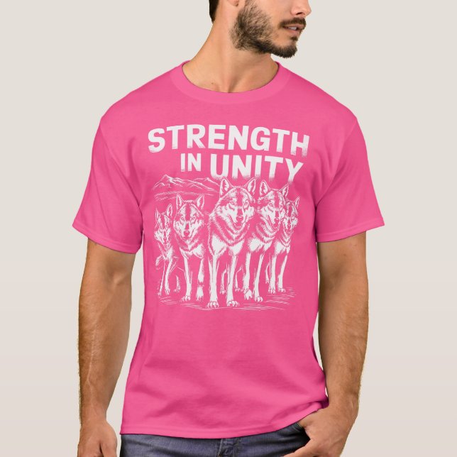 Camiseta Força Na Ligação Unitária Dos Lobos-Pacotes (Frente)
