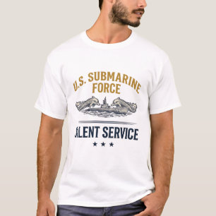 Camiseta Força Submarina Vintage Serviço Silencioso Vetor D