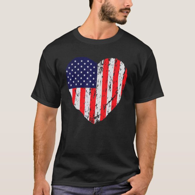 Camiseta Forças Armadas Patrióticas Americanas do Coração S (Frente)