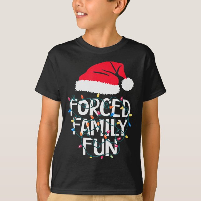 Camiseta Forced Family Fun Sarcastic Christmas Funny Men Wo (Frente)